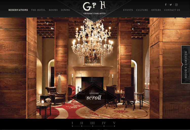 Parallax effect website scrolling - Gramercy Park Hotel